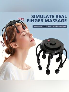 Black Scalp Massage Head Massager - Simulated Finger Massage NEW